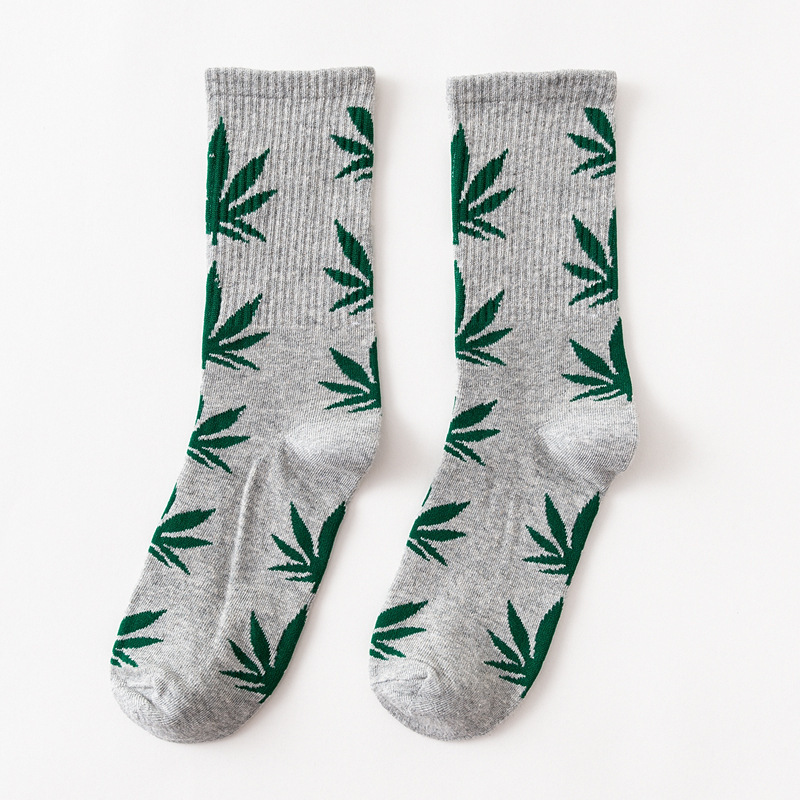 Maple Leaf Weed Socks Fall Winter Adult Men Women Cotton Crew Socks